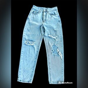 SHEIN XS rippped jeans light wash high waist